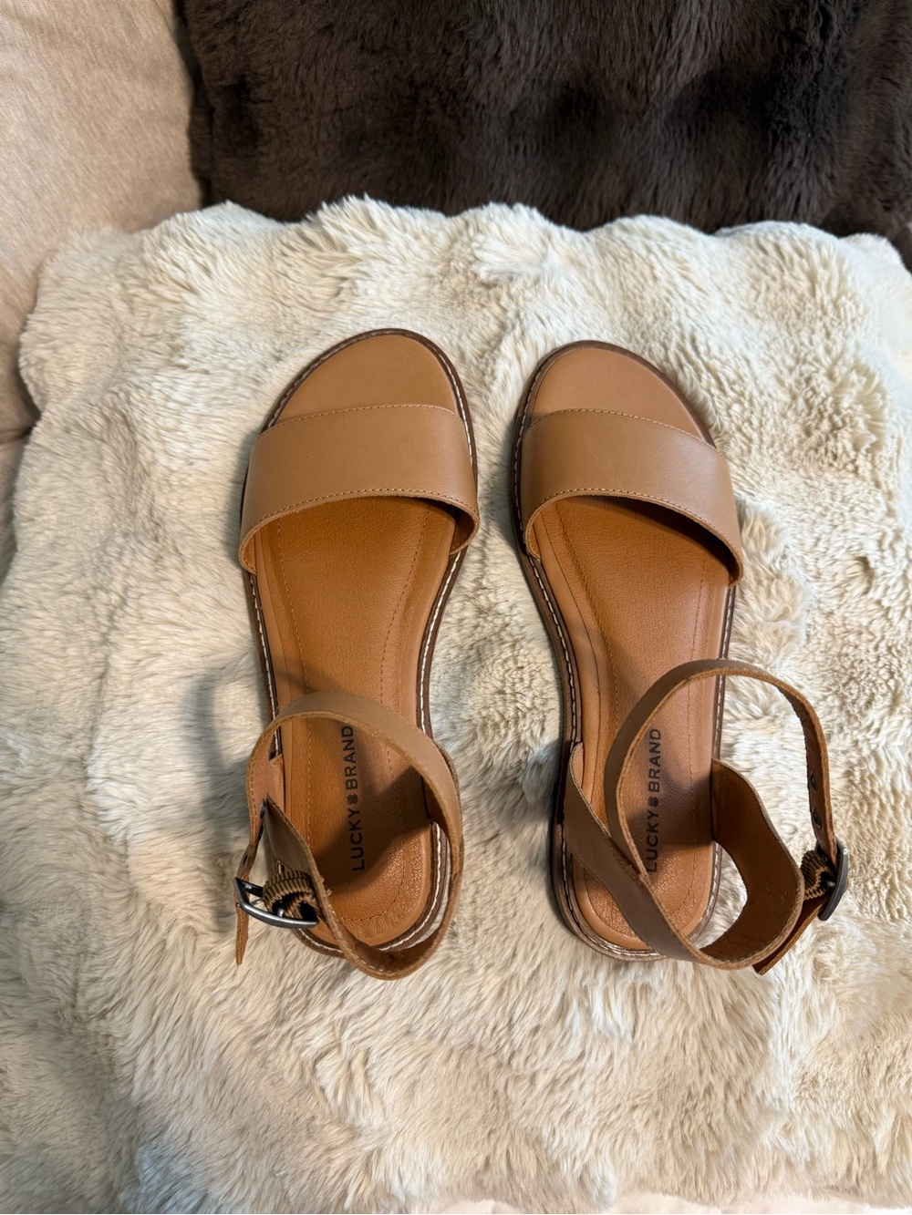 Lucky Brand Women's Kimaya Ankle-Strap Flat Sandals 7.5